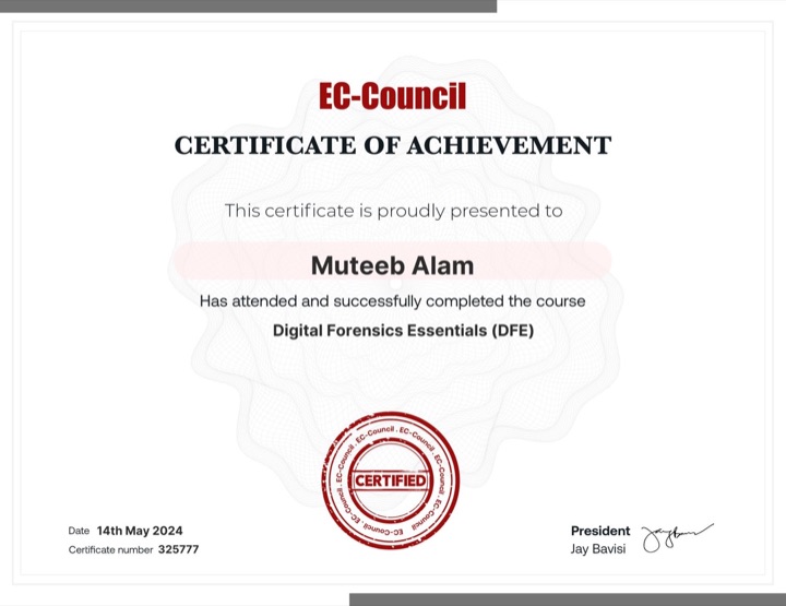 Digital Forensics Essentials certificate — EC-Council